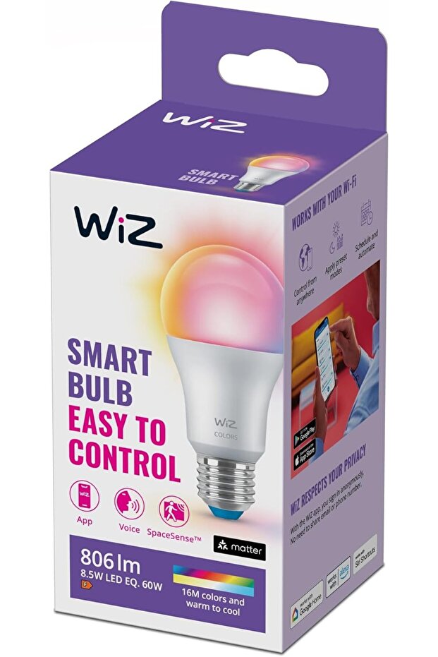60W Renkli Akıllı RGB Ampul A60 E27 - 1