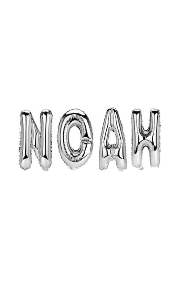 Balloon Set with Name "Noah", Silver, 40 cm