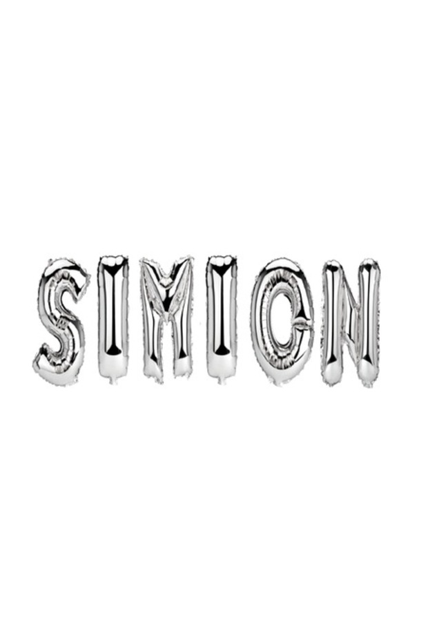 Balloon Set 'Simion' Name, Silver, 40 cm