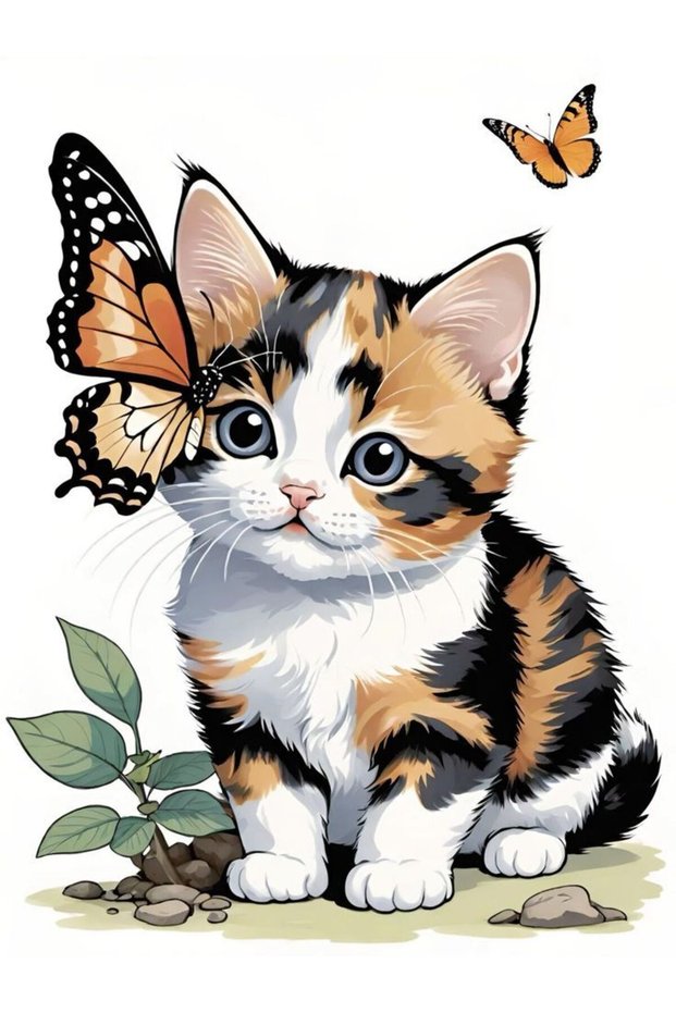 Vibrant Splash Kitten Poster Print – Cute Cat Artwork for Kids Room & Home – 40x60cm