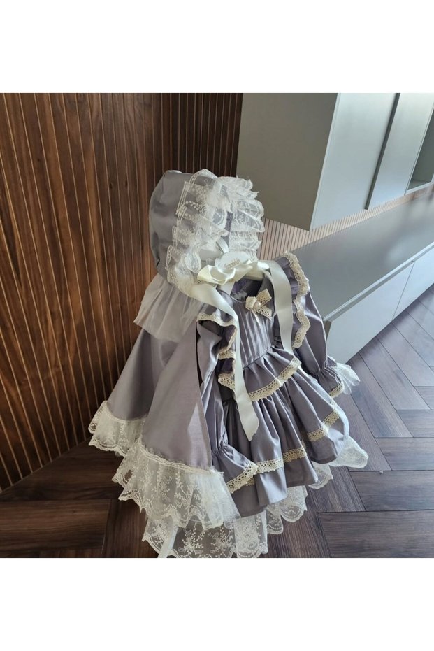 Cotton Grey-Cream Cape Suit