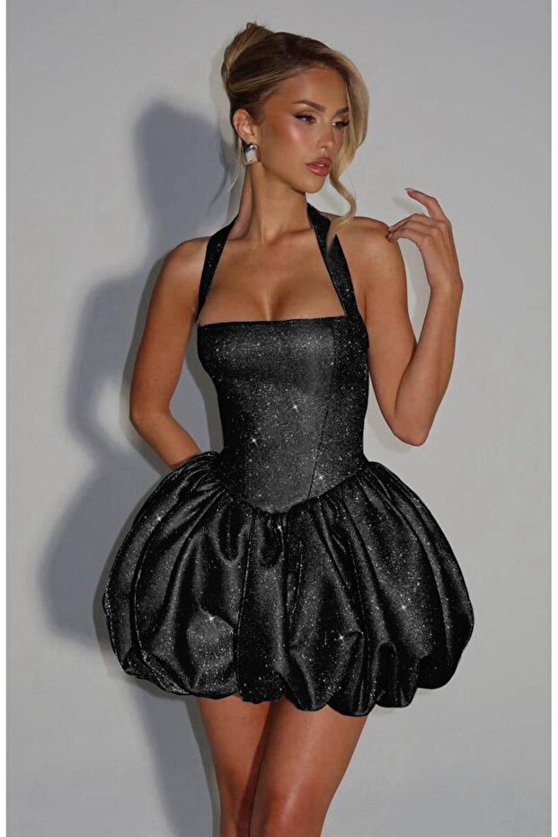 Midnight Shine Balon Mini Elbise - 1