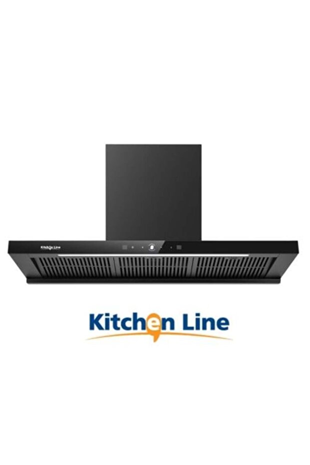 90cm Wall Kitchen Hood Black with Gold Trim – BLDC 1380 m³/h, Touch & Gestures