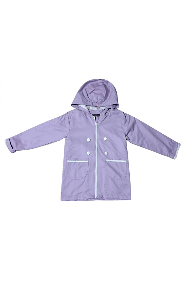Button-Detail Girl's Trench Coat