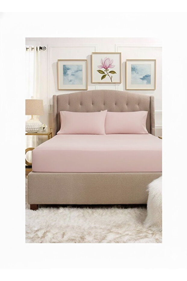 100% Cotton Akfil Ranforce Double Elastic Sheet Set 160 X 200 + 35 cm
