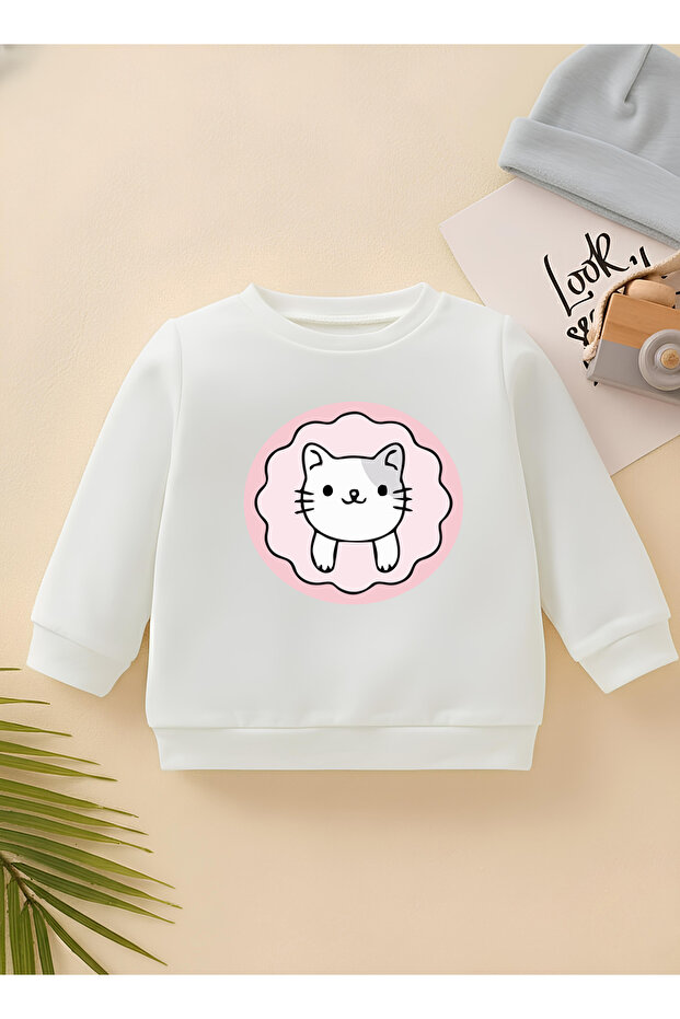 سويت شيرت للأطفال من الجنسين من Pink Cloud Cat