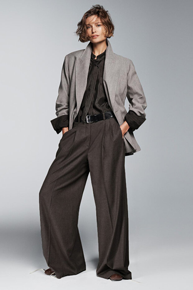 Premium BALLARD Mid-Waist Wide-Leg Woven Trousers