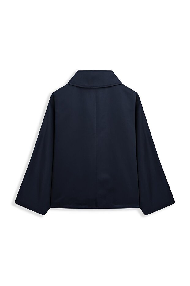 سترة الخفاش القصيرة باللون الأزرق الداكن - 2