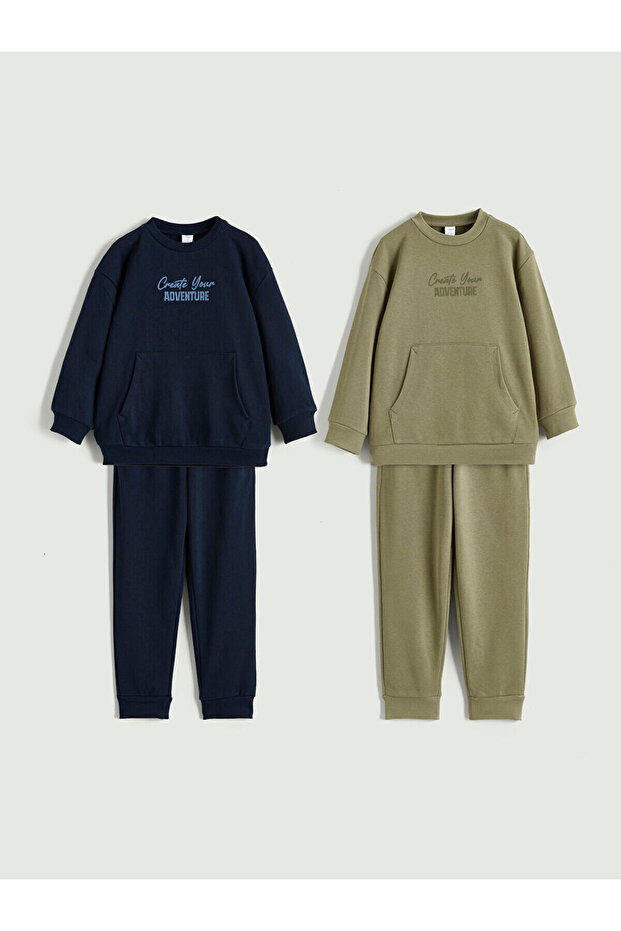 Vizyon New Season Crew Neck Printed Boys' Set 2-Piece