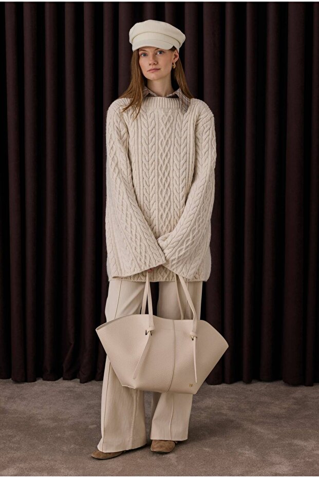Hair Braided Sweater Ecru