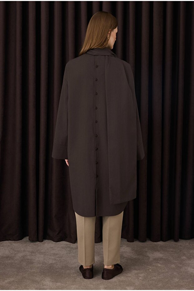 Fular Yaka Gömlek Acı Kahve - 5
