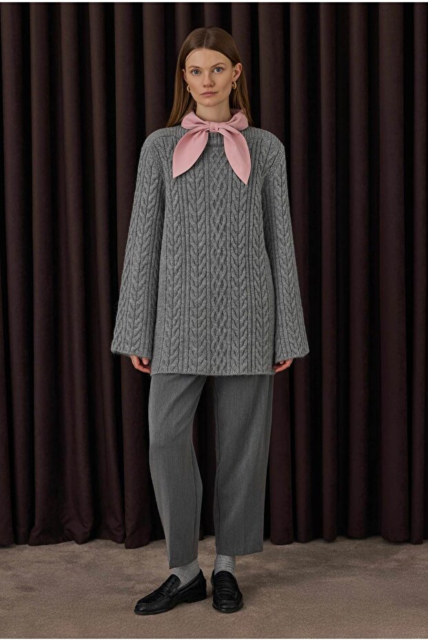 Braided Sweater Gray - 1