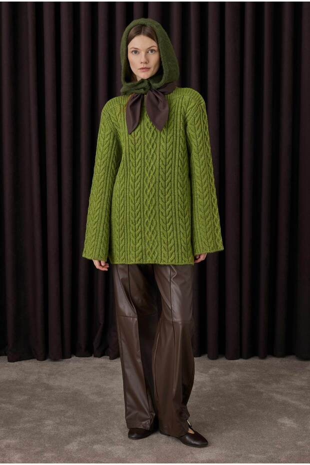Hair Braided Sweater Moss