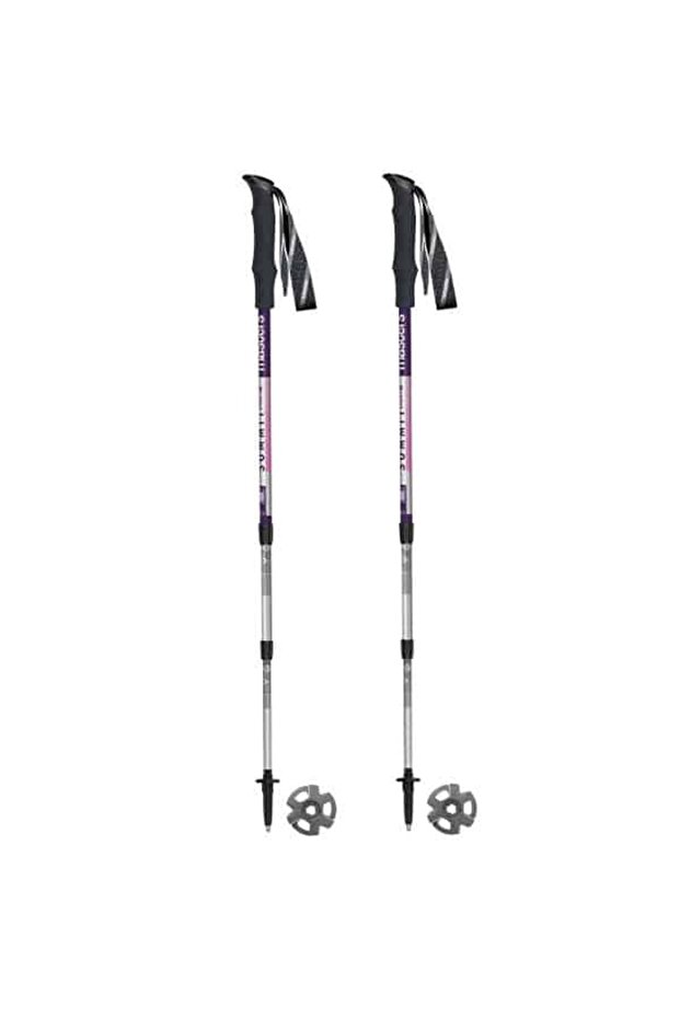 Summit Trekking Poles (White/Purple), AluTech 7075 Aluminum Hiking Poles, Adjustable 95–125 cm (58 cm Collapsed), BS Lock System, Carbide Tips, Lightweight 225–230g, Ergonomic Palmo Grip