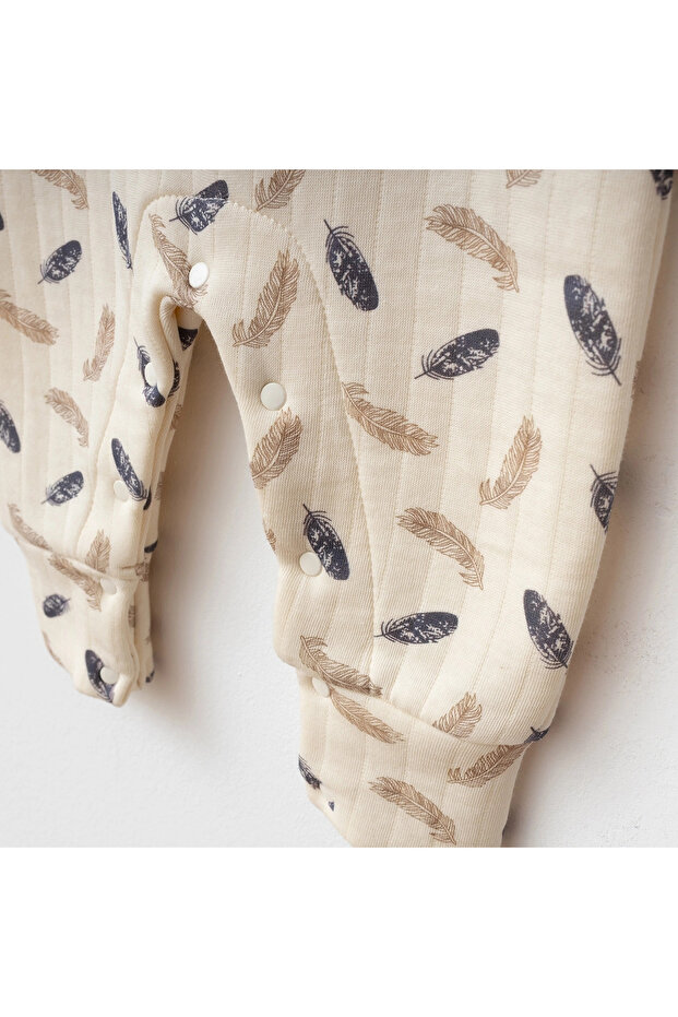 Feather Patterned Quilted Booties Jumpsuit - 2