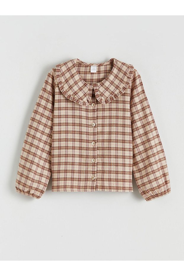 Lcw Kids Bebe Collar Plaid Girl's Shirt