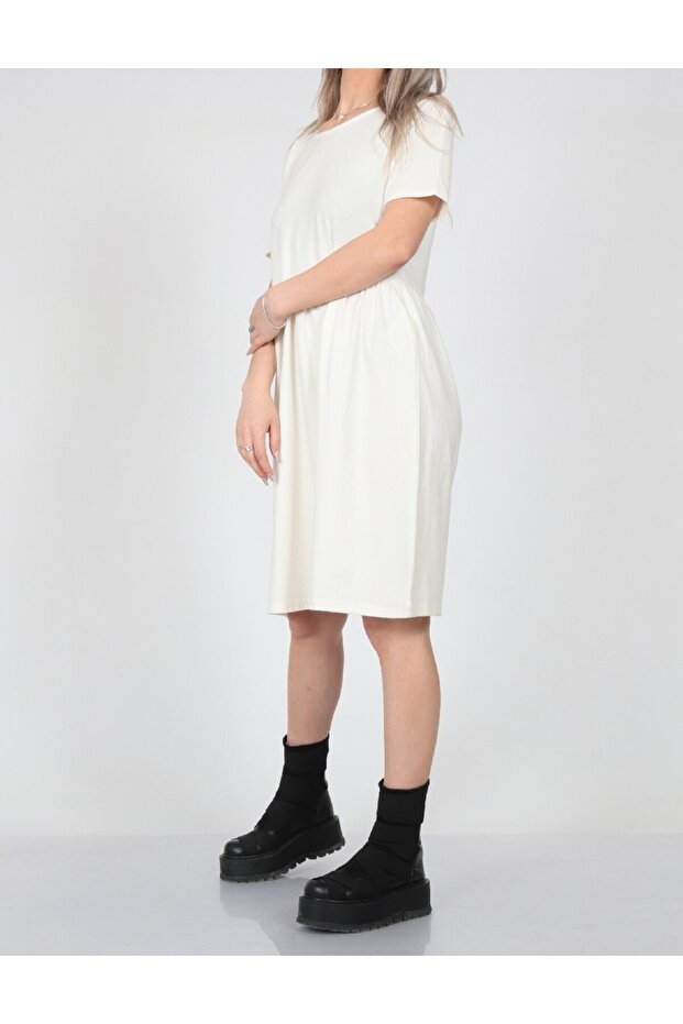 Rochie scurta, Ecru - 2