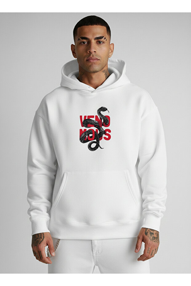 Men's Sweatshirt Oversized Hooded 100% Cotton Veno Mous Printed