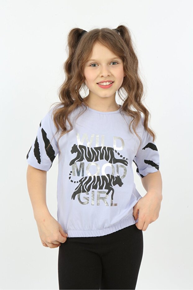 Girl's Printed Crew Neck Short Sleeve T-Shirt