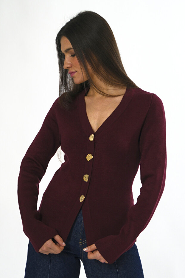 Kadın 4 Düğmeli Hırka - 3