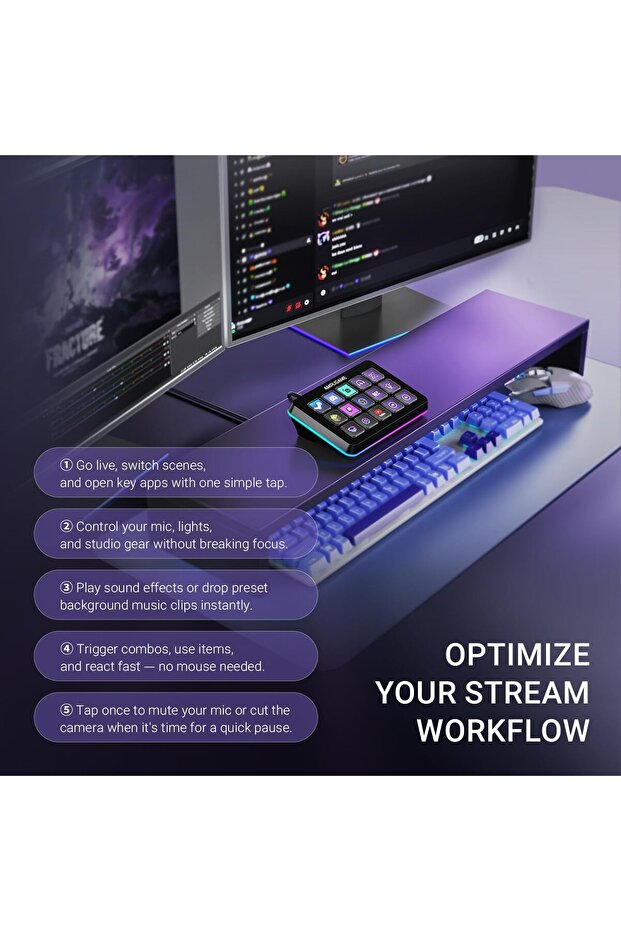 AmpliGame Stream Controller with 15 Macro Keys (D6) - 5