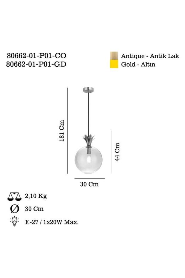 LUZZO ALTIN TEKLİ SARKIT AVİZE - 2