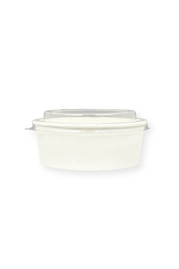 50 Pieces White Cardboard Salad Bowl with Lid 550Cc