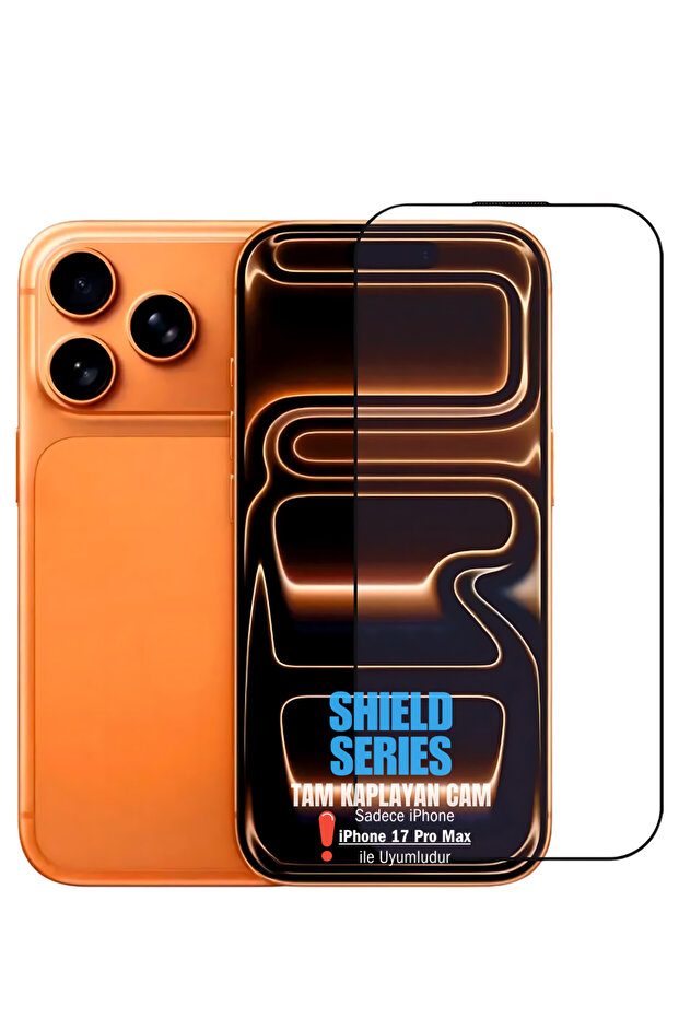 واقي شاشة زجاجي عالي الدقة 6D Full 9H من Shield Series، مقاوم للكهرباء الساكنة، متوافق مع iPhone 17 Pro Max