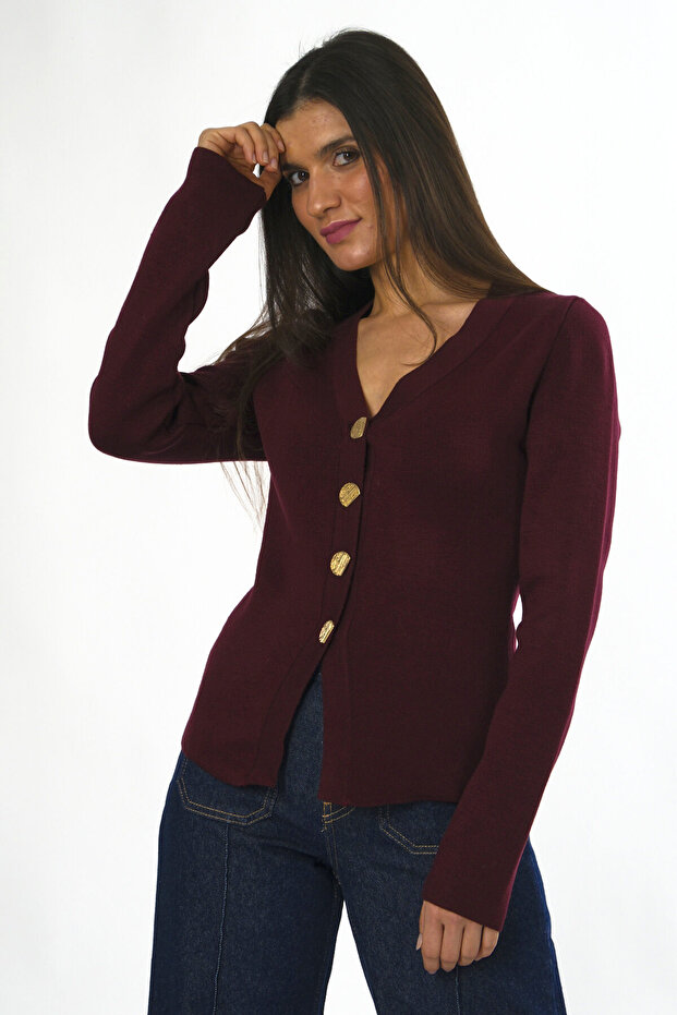 Kadın 4 Düğmeli Hırka - 7