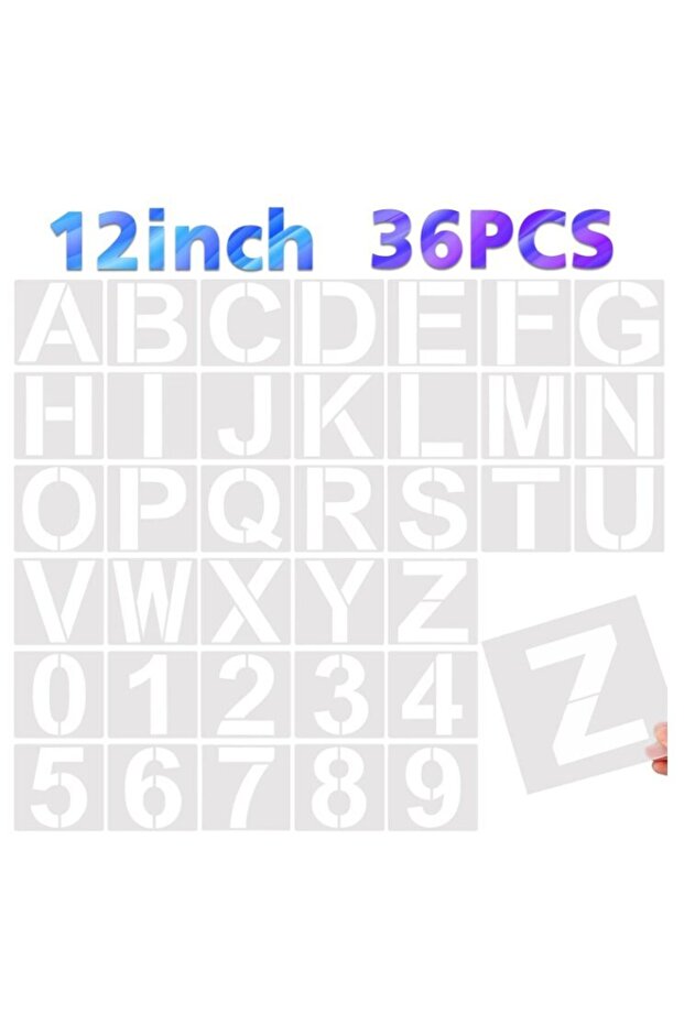 Reusable Large Letter and Number Painting Template 28cm 36 Pieces