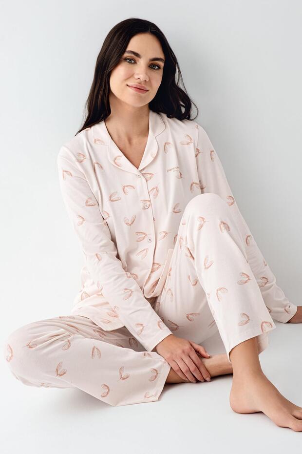 Women's modal cotton shirt pajama set, 50% modal 50% cotton