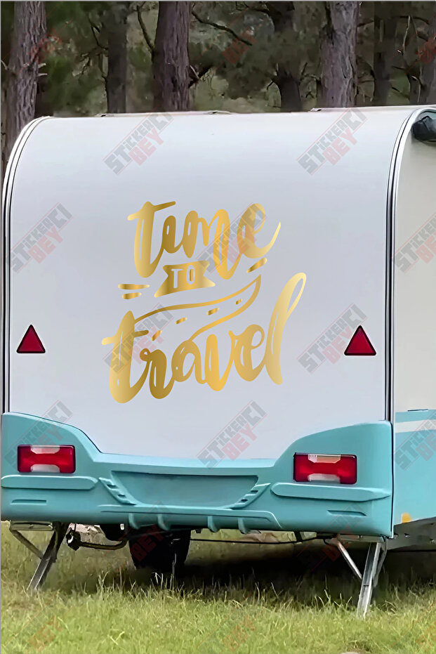 Time to Travel Written on Caravan Sticker Coating