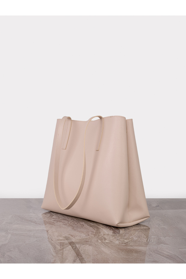 Megi Women's Large Size Tote Wide Volume Model Hand and Shoulder Bag Cream