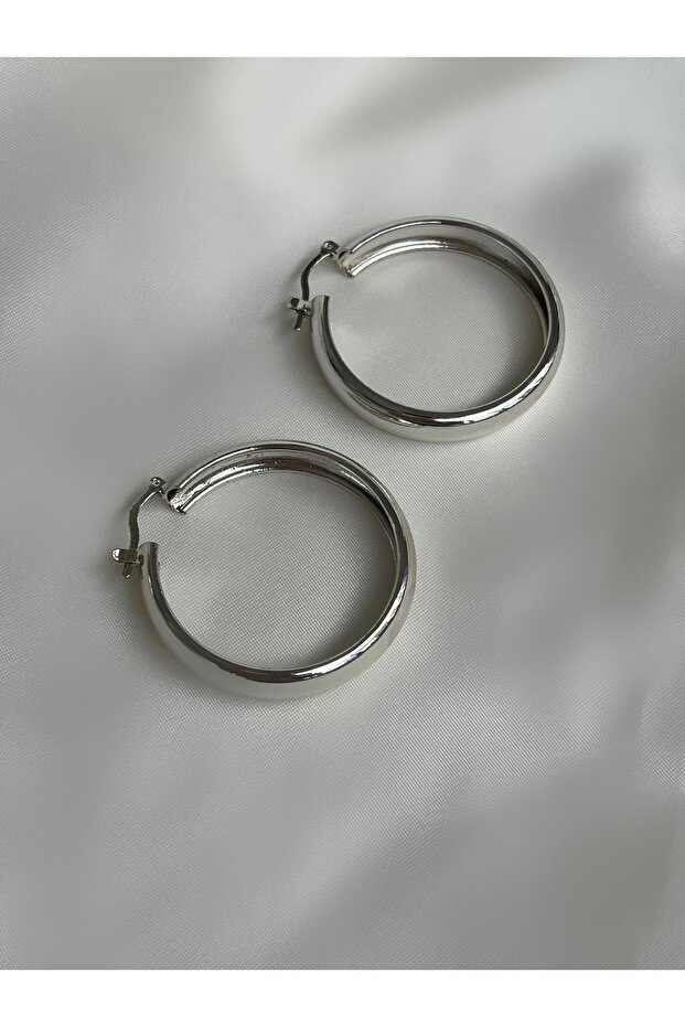 Silver Color Big Hoop Earrings