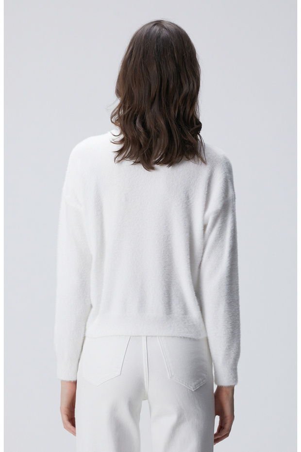 Kırık Beyaz Sakal İp Basic Kazak - 6