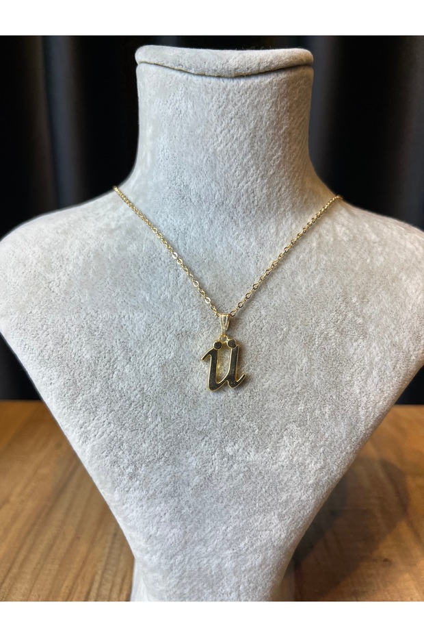 Letter U Lacquer Coated Gold Non-Tarnish Chain Necklace