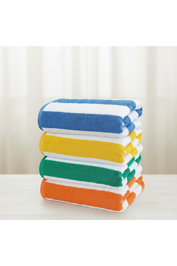 Cabana Stripe Beach Towels, 75x150cm - Large Pool Towels (Pack of 4, Multi Color)