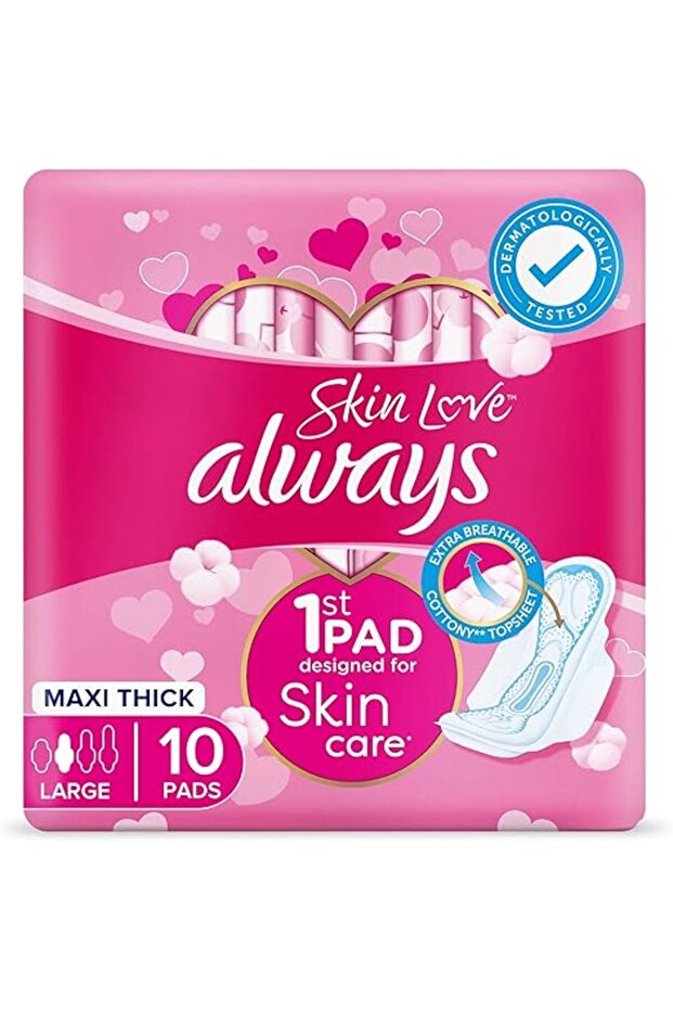Skin Love Cottony Soft Maxi Thick Large Sanitary Pads (10 Count)