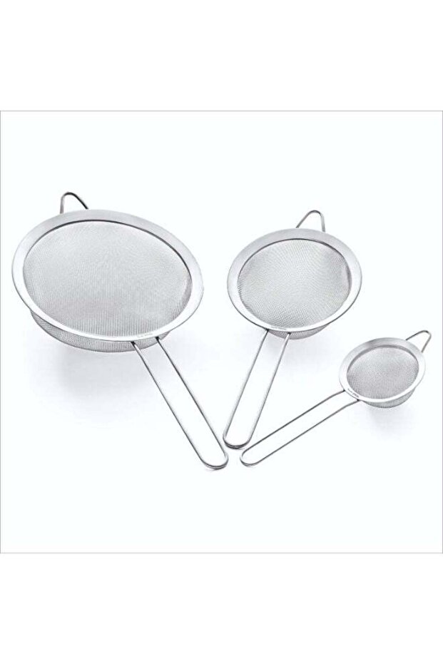 3 Pcs Super Wire Extra Fine Mesh Strainer with Handle (8cm, 10cm, 12cm) Stainless Steel Sieve Set