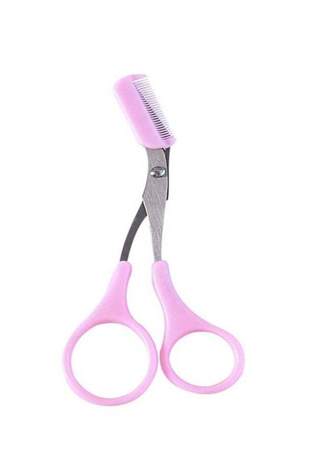 Multifunctional Eyebrow Comb Trimming Scissors - Pink