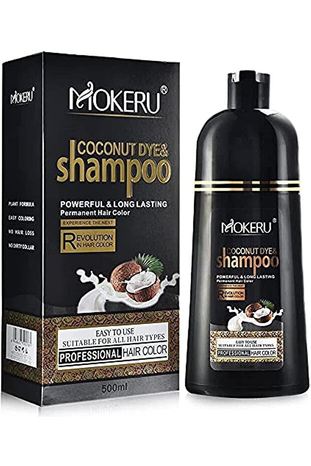 Hair Color Dye Shampoo Coconut 3-in-1 - Natural Black 500ML