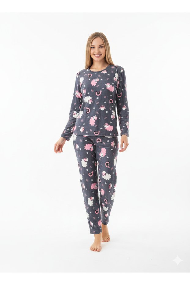 Soft Textured Suede Pajama Set Soft Textured 0438 Suede Long Sleeve