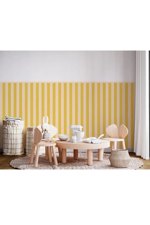 Striped Wall Stickers for Children's Room -, Modern Playroom Foil Print-Retro