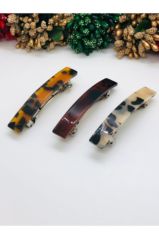 Leopard Patterned Acrylic Automatic Buckle Medium Size 7 cm 3-Piece - 4