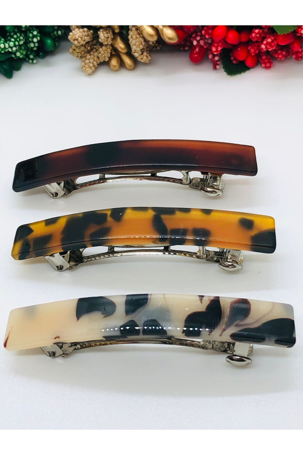 Leopard Patterned Acrylic Automatic Buckle Medium Size 7 cm 3-Piece - 6
