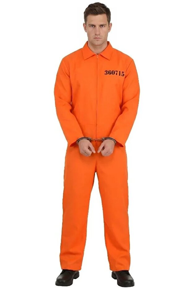 Men's Orange Prisoner Costume | Adult Prison Clothing