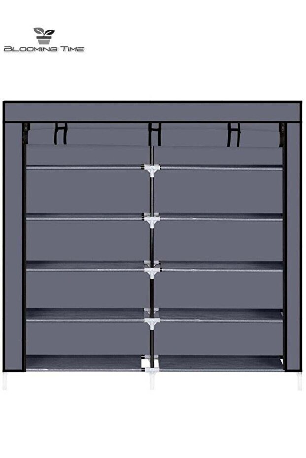 7-Layer Double-Row Non-Woven Shoe Rack, Large Capacity, Simple Assembly, Space-Saving,