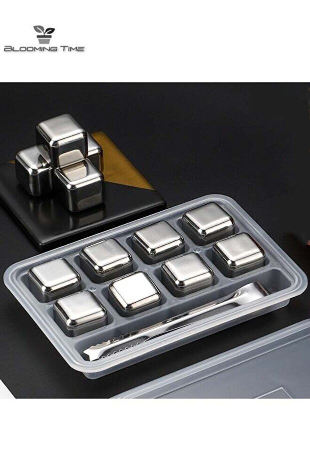 8 Stainless Steel Reusable Ice Cubes (15.5x4x11.2 cm)