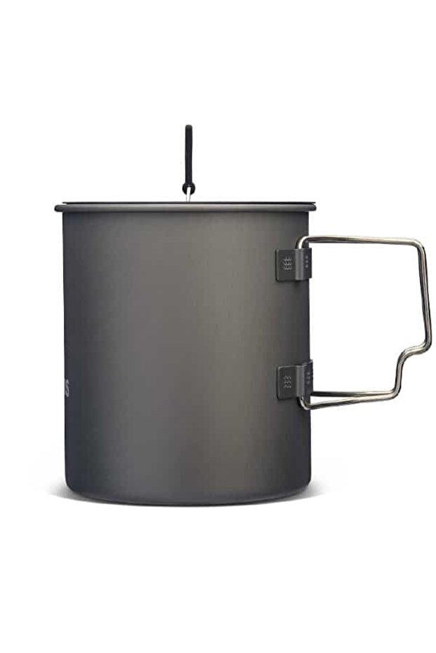 Trek Pot UL 0.8L Ultralight Camping Cook Pot, Hard-Anodized Aluminum Backpacking Cookware with Silicone Lid Handle & Folding Handles, Compact Nesting Design for Outdoor Cooking