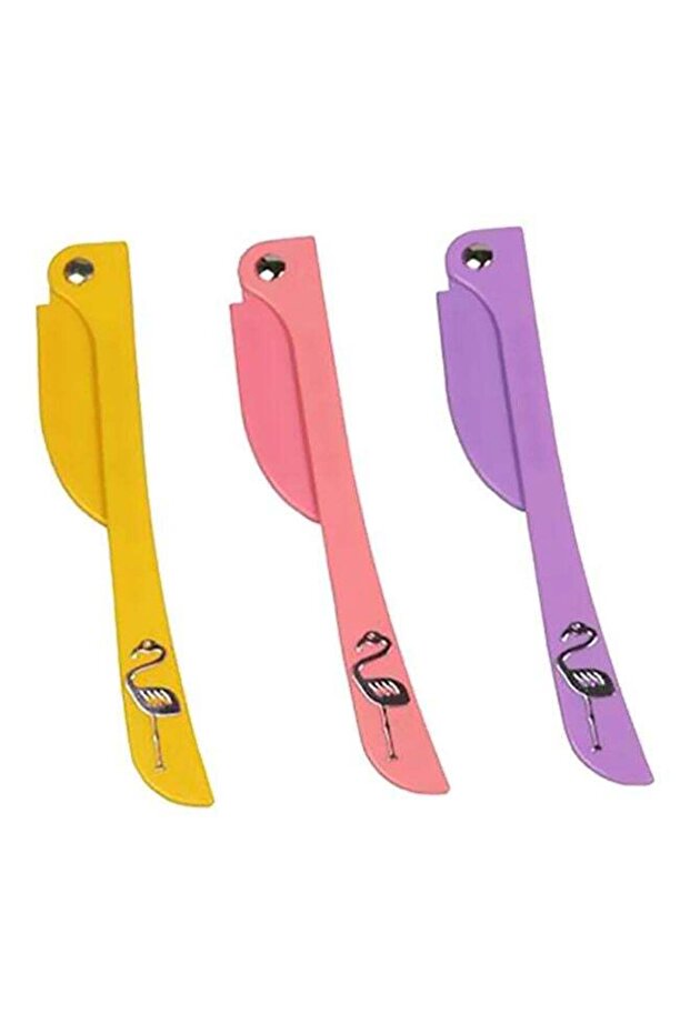 3-Piece Face Razor Set Yellow/Pink/Purple 15cm
